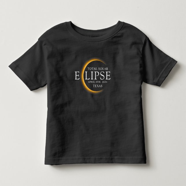 Modern Black & Gold 2024 Texas Total Solar Eclipse Toddler T-shirt (Front)