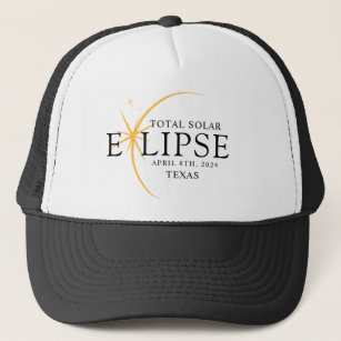 Modern Black & Gold 2024 Texas Total Solar Eclipse Trucker Hat