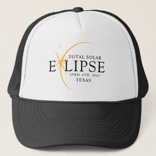 Modern Black  Gold 2024 Texas Total Solar Eclipse Trucker Hat