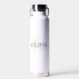 Modern Black & Gold 2024 Texas Total Solar Eclipse Water Bottle