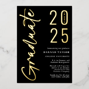 Modern Black Gold 2025 Graduation Announcement