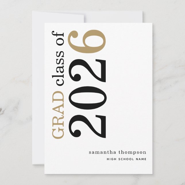 Modern Black Gold 2026 Graduation Announcement (Front)
