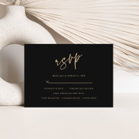 Modern Black Gold 30th, Any Age Birthday RSVP Card