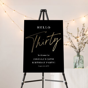 Modern Black Gold 30th Birthday Party Welcome Foam Board