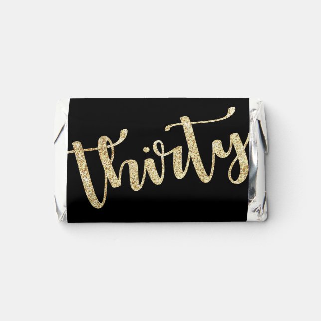 Modern Black & Gold 30th Birthday Personalized  Hershey's Miniatures (Front)