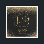 Modern Black Gold 40th Birthday Glitter Script Napkins<br><div class="desc">This modern black gold 40th Birthday with glitter sparkle and simple design name in script are great elements to be shown on this product. The great part here is that you can personalize it by putting a name of the the celebrant and other information. It also has a stylish look...</div>