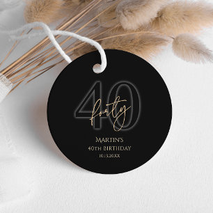 Modern Black Gold 40th Birthday Party Favor Tags