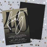 Modern Black Gold 40th Birthday Party Invitation<br><div class="desc">Celebrate forty years in style with this modern faux gold to black gradient 40th birthday party invitation. The design features a large black "40" across most of the card, with a handwritten script-style white "Forty" layered over it for a bold, contemporary look. The party details sit neatly at the bottom...</div>