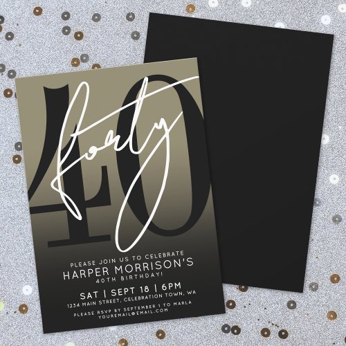 Modern Black Gold 40th Birthday Party