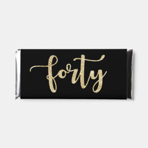 Modern Black & Gold 40th Birthday Personalized Hershey Bar Favors