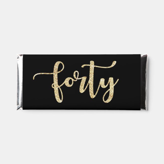 Modern Black & Gold 40th Birthday Personalized  Hershey Bar Favors (Front)