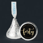 Modern Black & Gold 40th Birthday Personalized  Hershey®'s Kisses®<br><div class="desc">Personalized 40th birthday black and gold chocolate favor label in modern,  chic and elegant typography style. Featuring age "forty" in sparkly gold. Customise with age,  name,  and year of birth.</div>
