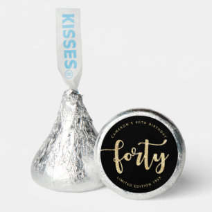Modern Black & Gold 40th Birthday Personalized Hershey®'s Kisses®