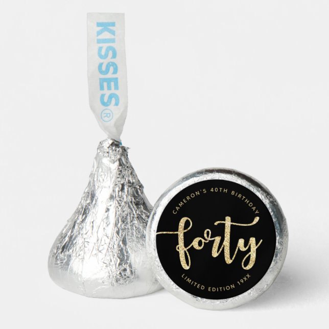 Modern Black & Gold 40th Birthday Personalized  Hershey®'s Kisses® (Front)