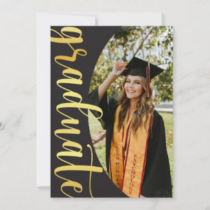 Modern Black Gold 4 Photo Graduation Announcement