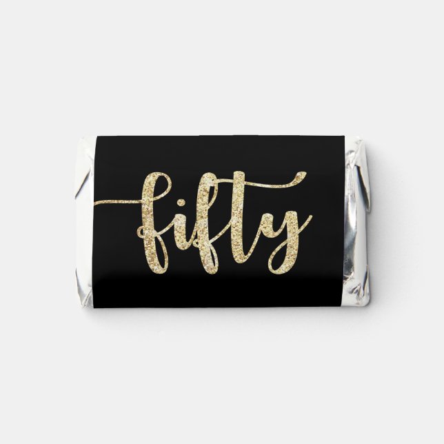 Modern Black & Gold 50th Birthday Personalized Hershey's Miniatures (Front)