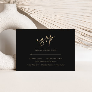 Modern Black Gold 50th Birthday RSVP Card