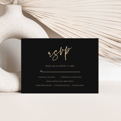 Modern Black Gold 50th Birthday RSVP Card