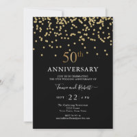 Modern Black Gold 50th Wedding Anniversary