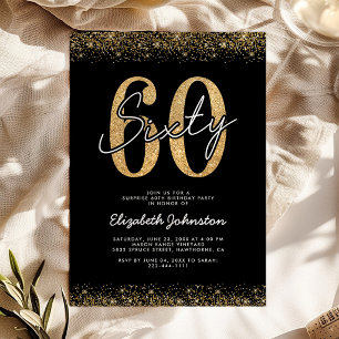 Modern Black Gold 60th Birthday Invitation