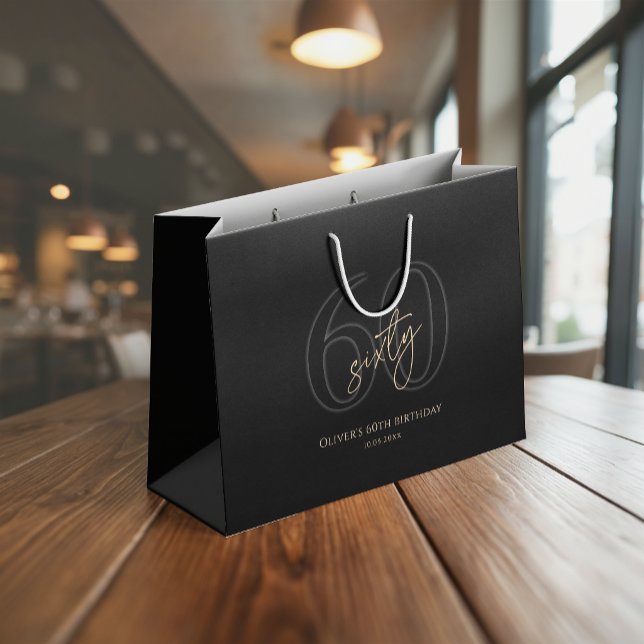 Modern Black Gold 60th Birthday Large Gift Bag (Modern Black Gold 60th Birthday Large Gift Bag)