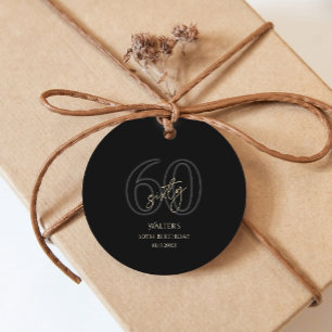 Modern Black Gold 60th Birthday Party Favor Tags