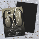 Modern Black Gold 60th Birthday Party Invitation<br><div class="desc">Celebrate sixty years in style with this modern gray to black gradient 60th birthday party invitation. The design features a large black "60" across most of the card, with a handwritten script-style white "Sixty" layered over it for a bold, contemporary look. The party details sit neatly at the bottom in...</div>
