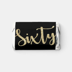 Modern Black & Gold 60th Birthday Personalized Hershey's Miniatures
