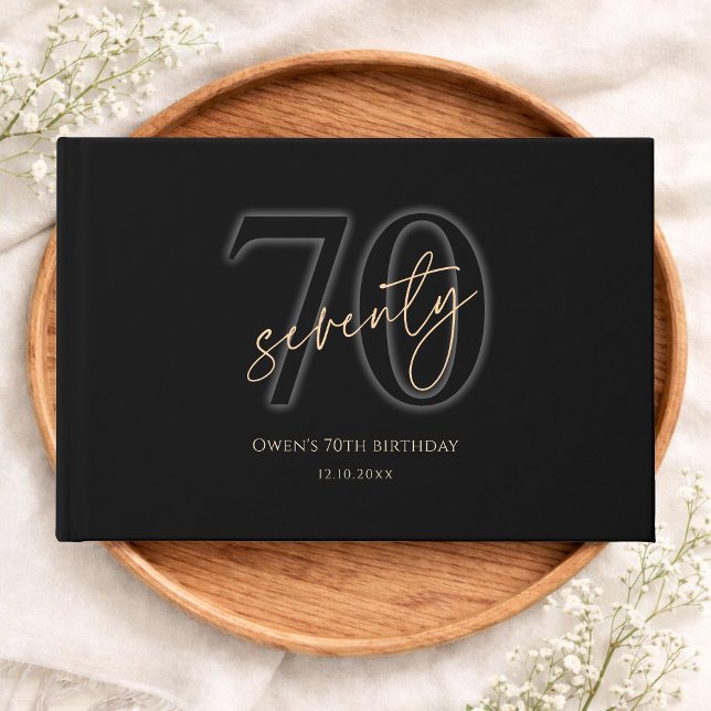 Modern Black Gold 70th Birthday Guest Book (Modern Black Gold 70th Birthday Guest Book)