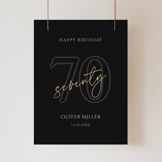 Modern Black Gold 70th Birthday Party Poster (Modern Black Gold 70th Birthday Party Poster)
