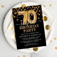 Black and Gold Surprise Stylish Birthday Party Invitation / Any Age Birthday