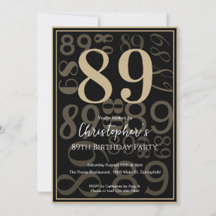 Modern Black Gold 89th Birthday Invitation For Him
