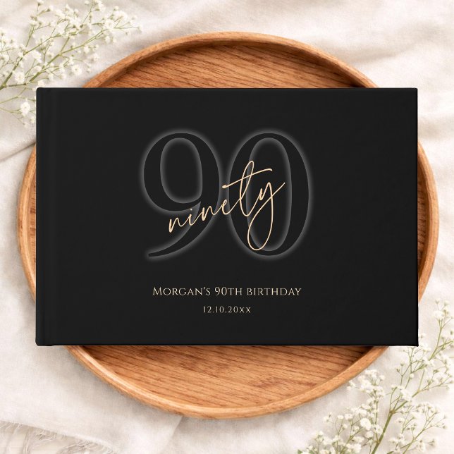 Modern Black Gold 90th Birthday Guest Book (Modern Black Gold 90th Birthday Guest Book)