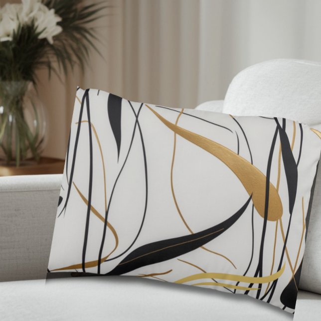 Modern Black & Gold Abstract Line  Accent Pillow (Creator Uploaded)