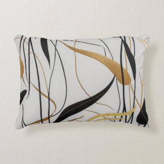 Modern Black & Gold Abstract Line Accent Pillow