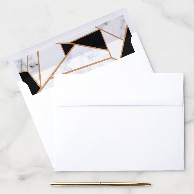 Modern Black Gold Abstract on White Marble Envelope Liner (Desk)