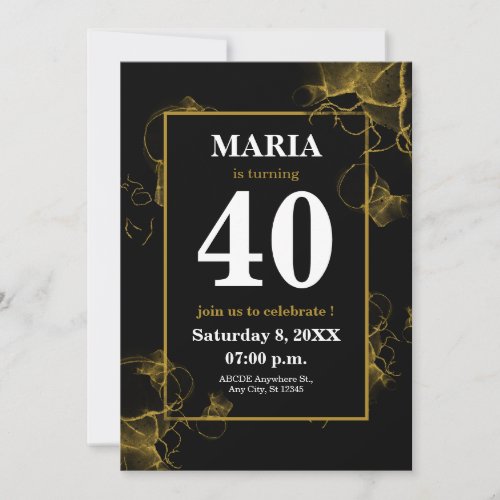 Modern Black gold Acrylic ink texture  Invitation