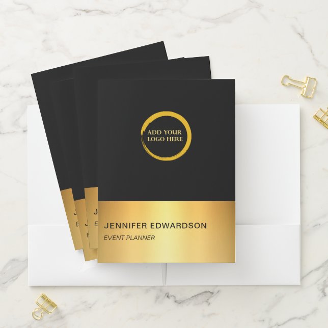 Modern black gold add logo professional pocket folder (In Situ)