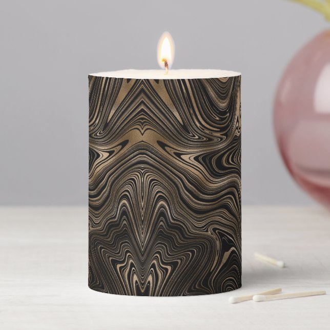 Modern black gold agate pillar candle (In Situ)