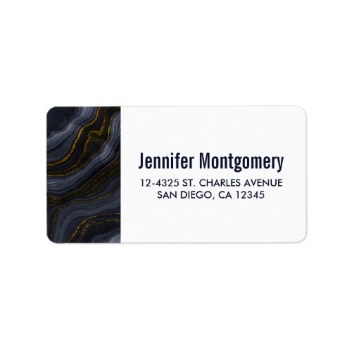 Modern Black  Gold Agate Stone Abstract Label