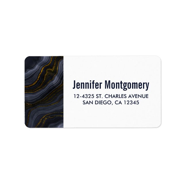 Modern Black & Gold Agate Stone Abstract Label (Front)