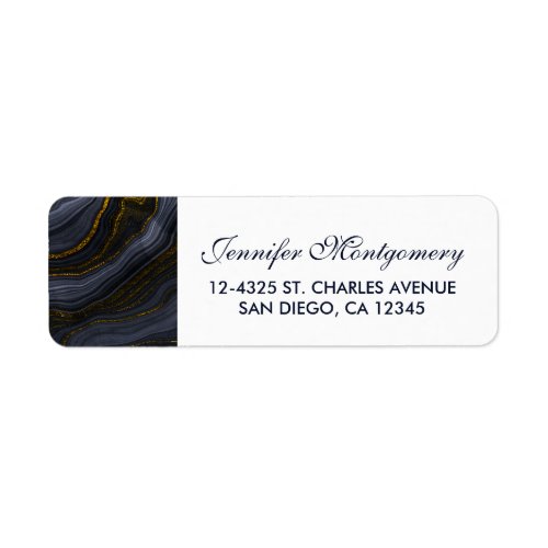 Modern Black  Gold Agate Stone Abstract Label