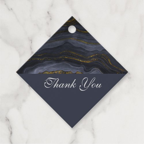 Modern Black  Gold Agate Stone Abstract Thank You Favor Tags
