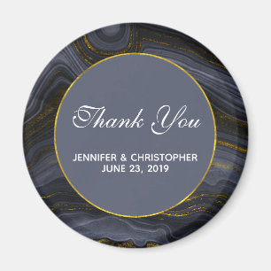 Modern Black & Gold Agate Stone Abstract Thank You Magnet