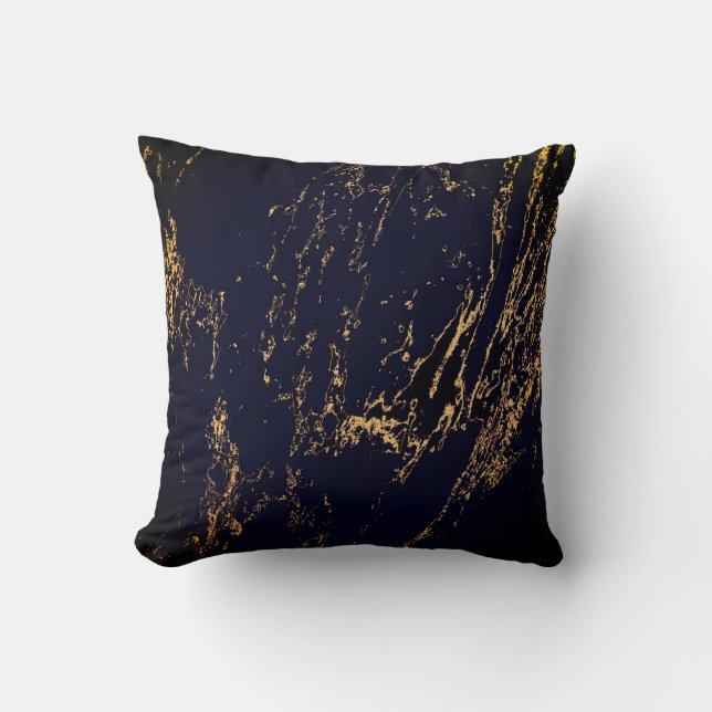 Modern Black, Gold, And Navy Trendy Throw Pillow (Front)