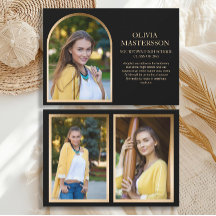 Modern Black Gold Arch Graduation 3-Photo