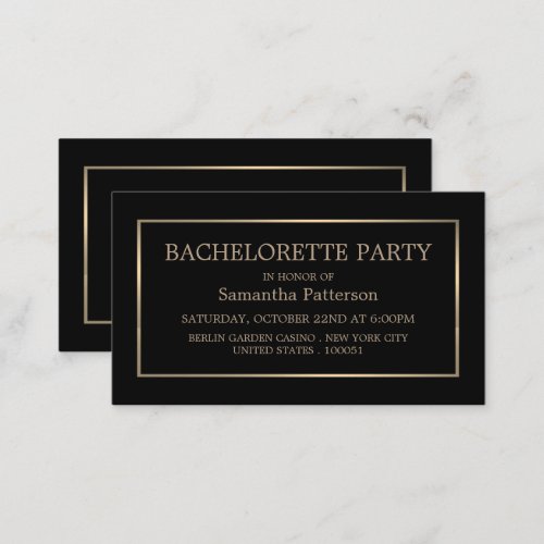 Modern Black  Gold Bachelorette Party Ticket