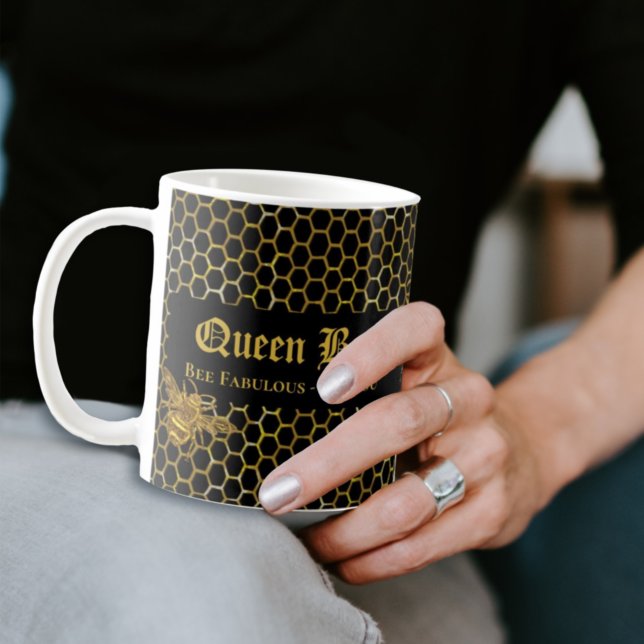 Modern Black Gold Bee Fabulous Bee You Queen Bee Coffee Mug (Creator Uploaded)