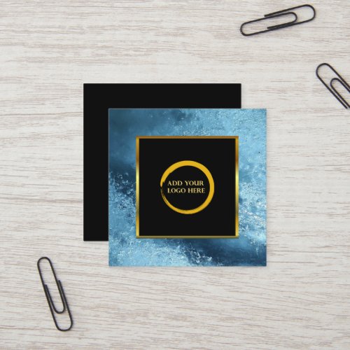 Modern black gold blue ice simple logo square business card