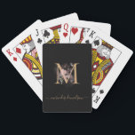 Modern Black Gold Blush Pink Floral Monogrammed    Poker Cards<br><div class="desc">Modern black and gold design with a blush pink transparent floral pattern.  Easily customize your Name of choice in a trendy calligraphy script along with your initialed monogram of choice.</div>